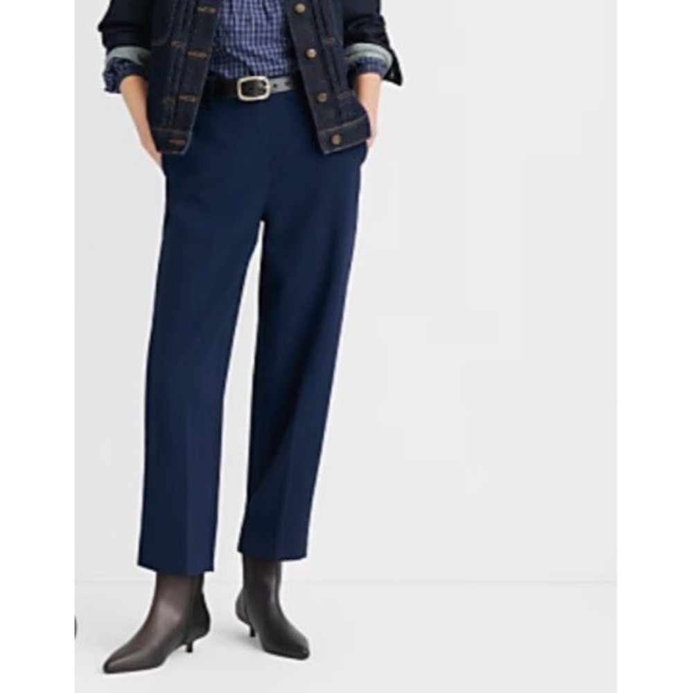 Loft Womens Size XL High Rise Tapered Leg Pant Navy Blue Pull On Paper Bag Waist